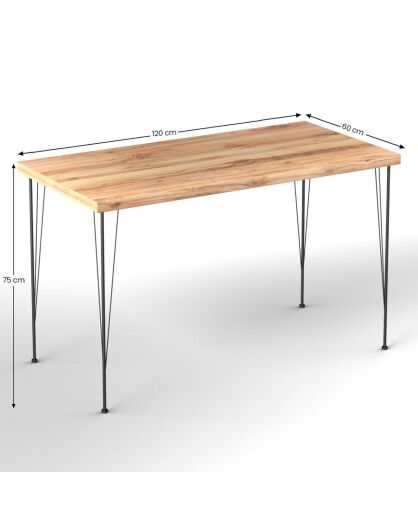 Table à manger nmsy chêne/noir  - 120x75x60 cm